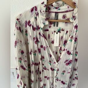 Anthropologie The Estela Sheer Printed Blouse